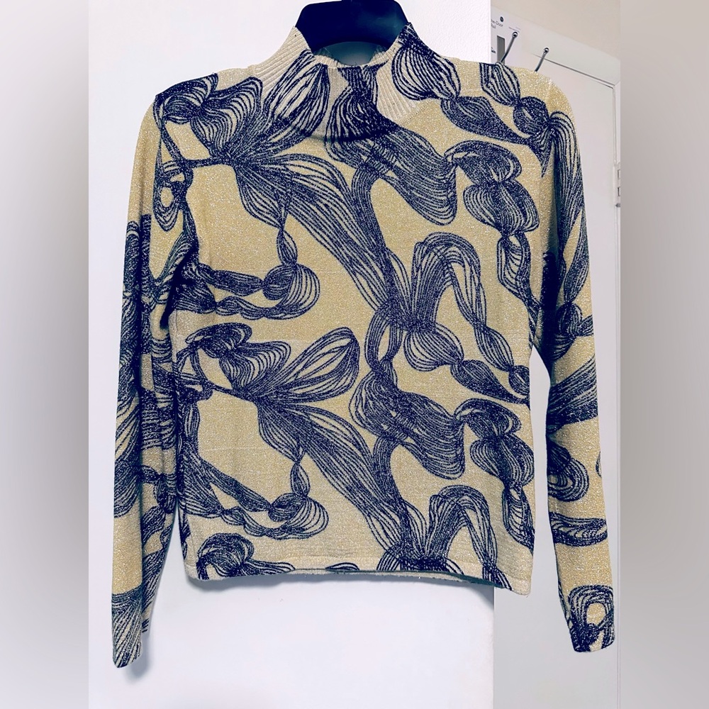 Shimmer floral embroidered sweater